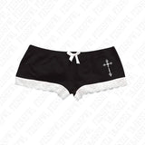 Dodobye Vintage Gothic Punk Cross Print Women's Lace Bow Mini Shorts Sexy Slim Chic Emo Girl Hot Pants Y2K Harajuku Aesthetic Streetwear