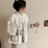 thanksgiving outfit Dodobye Vintage Embroidery Top 2024 Winter New Chinese Style Faux Water Mink Jacket Cross-Border Style Leather Coat For Men And Women