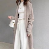 Black Friday Dodobye Casual Knitted Solid Long Cardigan Women Korean Loose Long Open Sweaters Female Autumn Chic Warm Simple Daily Street Tops