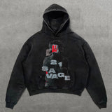 Dodobye Vintage 21 Savage print Hoodie High Quality Streetwear Oversized Loose Harajuku Y2k Casual Sweatshirt Tracksuit Men Clothing