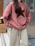 Dodobye-Vintage Star Jacquard Crew Neck Sweater