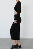 Dodobye Solid Long Sleeve Twisted-Front Skirt Set