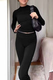 Dodobye Solid Half Turtleneck Long Sleeve Set