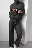 Dodobye Solid Turtleneck Long Sleeve Long Pant Knitted Set