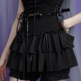 Dodobye Black Lady Tiered Short Skirt