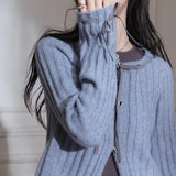 Dodobye Blue Ribbon Woolen Cardigan Two-Piece Set