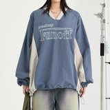 christmas outfit Dodobye V-Neck Patchwork Oversized Sweatshirt