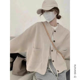 christmas outfit Dodobye Simple round neck sweatshirt cardigan for women spring and autumn loose lazy casual long-sleeved top small fragrant style jacket