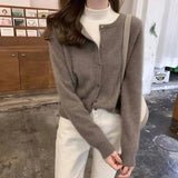 Black Friday Dodobye Korean Sweater Cardigan Women Single-Breasted Long Sleeved Elegant Vintage Knitted Solid Wool Fall Winter Female Casual Jumpers