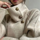 Dodobye 100% Wool Coat Women Full Sleeve Loose Long Cashmere Coat 2025 Autumn Winter Lady Commute Overcoat Lapel Belt Jacket