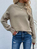 christmas outfit Dodobye Stylish Long Sleeves Loose Solid Color High-Neck Sweater Tops