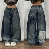 Dodobye Washed Jeans Y2K New Pocket Fashion Loose Mop Pants High Street Hip Hop Harajuku Gothic Wide Leg Denim Trousers Clothing Tide