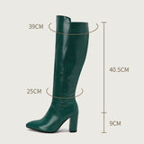 thanksgiving outfit Dodobye Brand Shiny Women Knee High Boots Pointed Toe Chunky Heels 9cm 47 48 Fashion Dating Party Booties