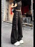 Dodobye Women's Black Gothic Y2k Cargo Pants Harajuku Aesthetic Pants Japanese 2000s Style Vintage Trousers Fashion Emo Trashy Clothes