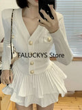 Dodobye Elegant Dress 2 Piece Skirt Set Office Lady Casual French Knitted Top + Women Party Sexy Mini Skirt Korean Fashion Summer 2025