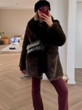 christmas outfit Dodobye Chic Brown Women's Lace Up Faux Fur Warm Jacket Lapel Collar Full Sleeve Fluffy Furry Fashion Coat Fashion Female Street Outwear