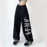 Dodobye Hip Hop Letter Y2k Sweatpants Women High Waist Vintage American Trousers Fall Harajuku Casual Lace Up Streetwear Bf Pants