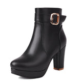 thanksgiving outfit Dodobye Female Ankle Boots Round Toe Block Heels Ultrahigh 15cm Platform 1.5cm 45 46 Mature Bota