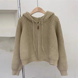 Black Friday Dodobye Autumn Casual Knitted Cardigan Women Korean Chic Solid Long Sleeve Zipper Sweater Fashion All Match Preppy O Neck Outwear