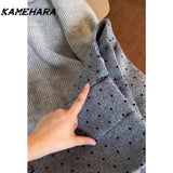 Dodobye Japanese Shibuya Grey Sweater Paired Polka Dot Mini Skirt Winter Korean Sweet Spicy Streetwear Y2k 2 Piece Sets Платье