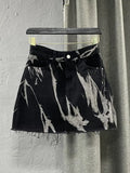 Dodobye Y2K Women New High Waist Tie Dye Denim Skirt Retro Harajuku Fashion Hot Girl Raw Edge Skirt Sexy Versatile Mini Skirt Streetwear