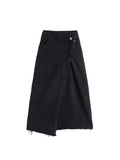 Dodobye Woman Fashion Loose Sexy Lrregular Denim Skirt Women 2025 Long Jean Skirt High Waist Pencil Skirt Ladies Black Casual Elegant