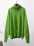 christmas outfit Dodobye Long Sleeves Loose Solid Color High Neck Knitwear Pullovers Sweater Tops