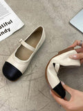 Dodobye Leisure Fashion Contrast Color Split-Joint Flat Heel Loafer Shoes