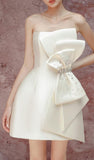 Dodobye Simple Sheath Strapless Ivory Satin Homecoming Dress (PRE-ORDER)