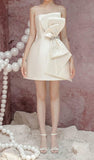 Dodobye Simple Sheath Strapless Ivory Satin Homecoming Dress (PRE-ORDER)