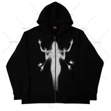 thanksgiving outfit Dodobye Y2K Punk Style Printed Oversized Sweatshirt American Retro Goth Graphic Zipper Hoodie Men High Street Harajuku Casual Jacket New