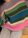 Dodobye-Knit Rainbow Stripe Loose Sweater