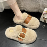 Dodobye Shoes Slippers Casual Slides Slipers Women Winter Footwear Cover Toe Fur Flip Flops Platform Luxury 2024 Plush Winter Woman Slip