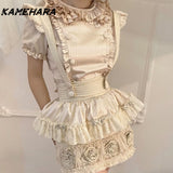 Dodobye Spring Autumn Sweet Gentle Wind Bow COS Little Maid Sets Chic Lolita College Style Folded Y2k Dress Кастюмы Для Женщин