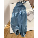 Dodobye Jumpsuits Women Streetwear Denim Overalls Vintage Loose Casual Wide Leg Pants High Waist Strap Straight Jeans Trousers New