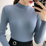 Dodobye Women Sweater Vintage Basic Solid Knitted Tops Casual Slim Pullover Korean Sweaters Simple Jumper Autumn Winter Mock Neck