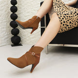 thanksgiving outfit Dodobye Sexy Women Ankle Boots Big Size 46 47 Pointed Toe Autumn Flock Suede Shoes Party Elegant Bota 33 34