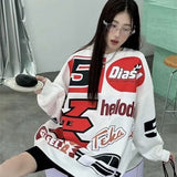 christmas outfit Dodobye 2025 Autumn and Winter Trendy Heavy Industry American Printed Velvet Round Neck Loose Ins Sweater for Women Y2k Clothing Tops