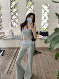 Dodobye 2025 New Temperament Fashion Gyaru Set Women Summer Contrast Color Tube Top Vest Slightly Flared Trousers Two-piece Set Fashion