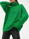 christmas outfit Dodobye Long Sleeves Loose Solid Color High Neck Knitwear Pullovers Sweater Tops