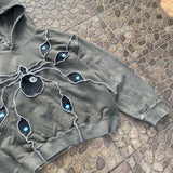 Dodobye American Trendy Harajuku Stitching Spider Pattern Embroidery Gray Hoodie Men's Autumn Street Hip-hop Y2K Loose Sweatshirt