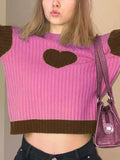 Dodobye-Knit Heart Print Slim Sweater