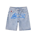 Dodobye Hip hop Fly Dog print denim shorts men wide leg loose retro jeans Y2k streetwear fashionable shorts Jorts summer new collection