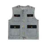 thanksgiving outfit Dodobye American Vintage Men Denim Two-piece Set Patchwork Multi Pocket Vest And Jeans Pant Fashion High Street Suit Tank Tops Outfits