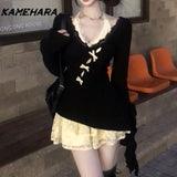 Dodobye Summer Hot Girl Y2k Subculture Pure Desire Wind Show Thin Knitted Cover Shirt Millennium Retro Lace Dress Two Piece Set