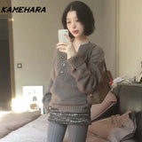 Dodobye Korean Commuting Outfit Two-piece Set Spring Semi Open Neck Knitted Sweater High Waisted Sequined Skirt Female Clothing