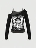 Dodobye Punk Vintage gothic American Sexy camisole -sleeved Long sleevesT-shirt Women Slim Top black autumn Casual Popular New Y2k Tees