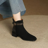 Dodobye Square Toe Mid Heel Modern Boots Square Heel Ankle 2025  Fashion Women's Shoes Zip Belt Buckle Novelty Women's Boots