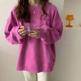 christmas outfit Dodobye Letter Embroidered Solid Color Oversized Sweatshirt