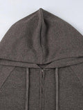 Dodobye-Solid Ribbed Zip Up Drawstring Hooded Long Sleeve Knit